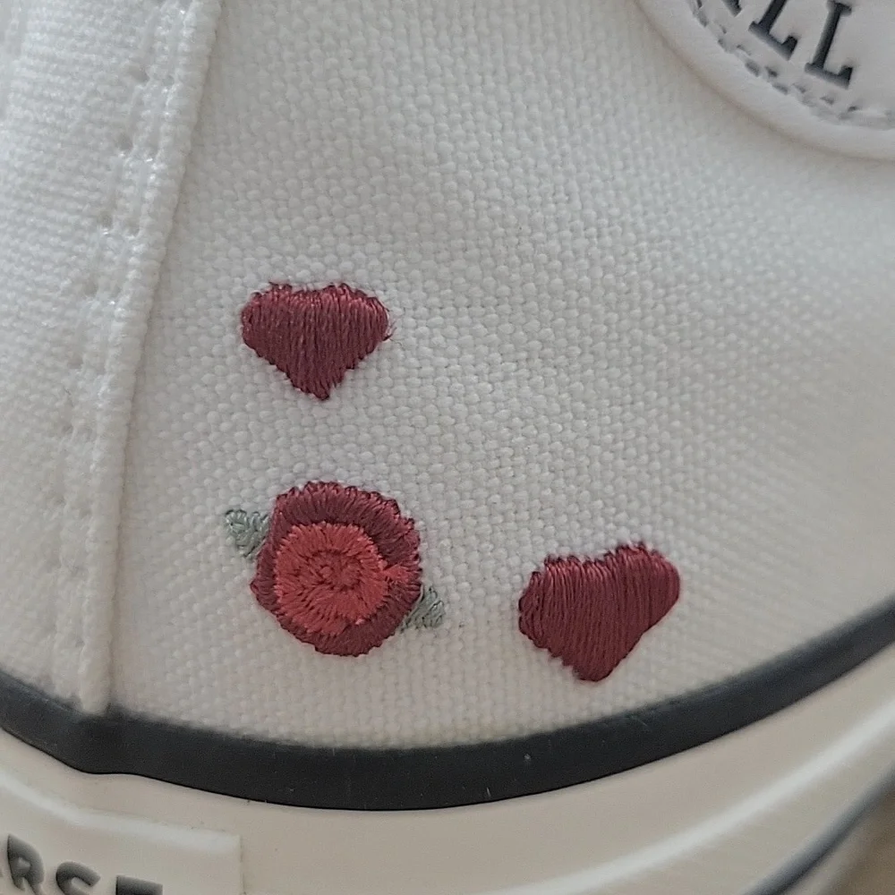 Converse White and Red High-Top Sneakers